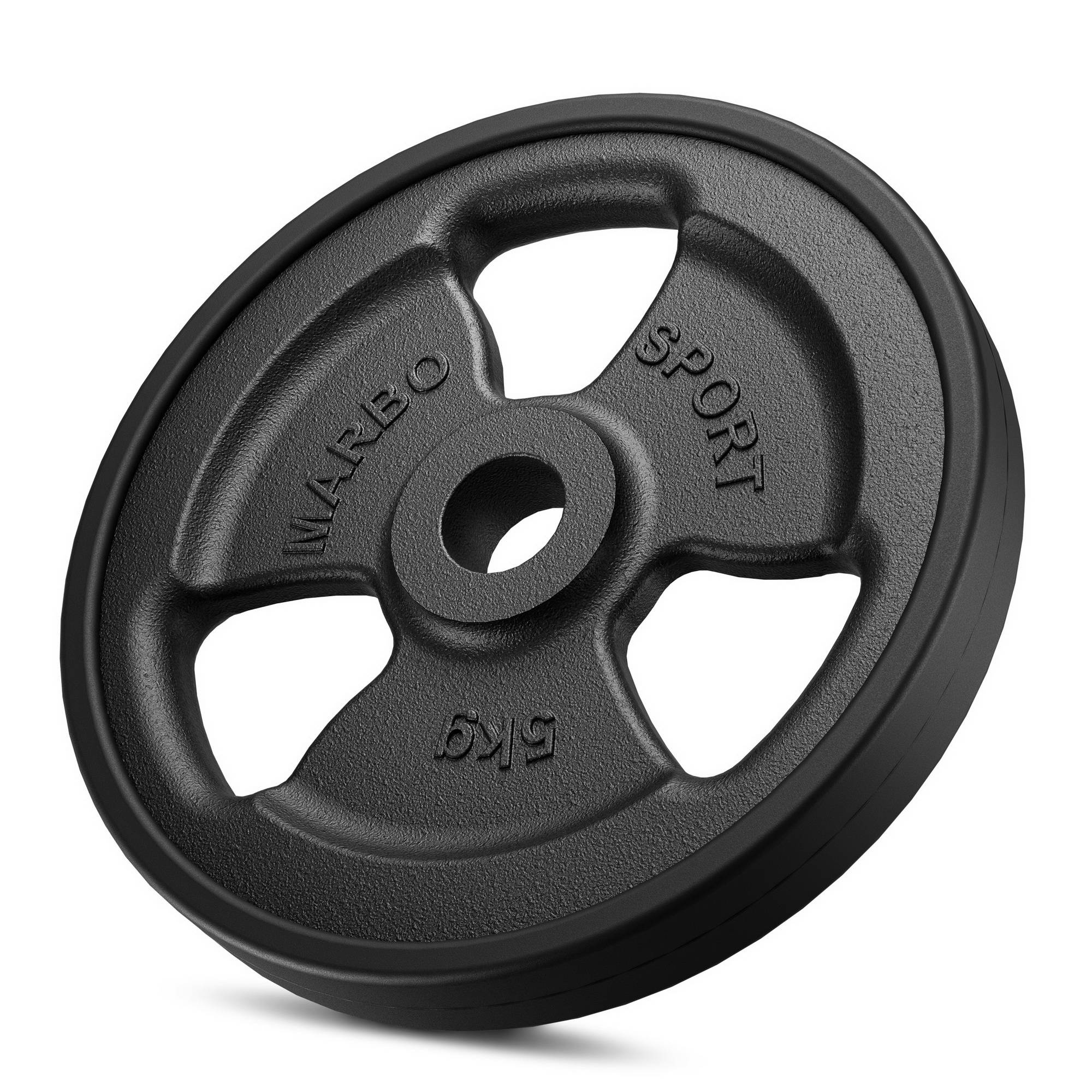 Met rubber beklede halterschijf van gietijzer 5 kg met ø31 mm gat MW-O5G-kier - Marbo Sport