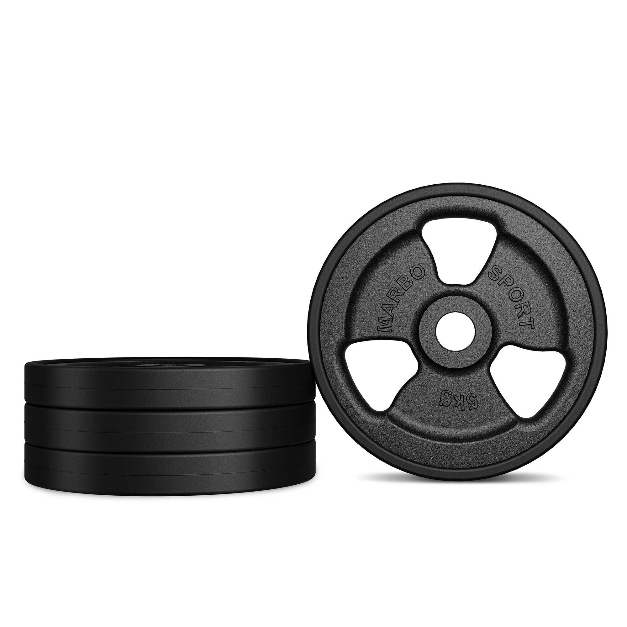 Met rubber beklede halterschijf van gietijzer 5 kg met ø31 mm gat MW-O5G-kier - Marbo Sport