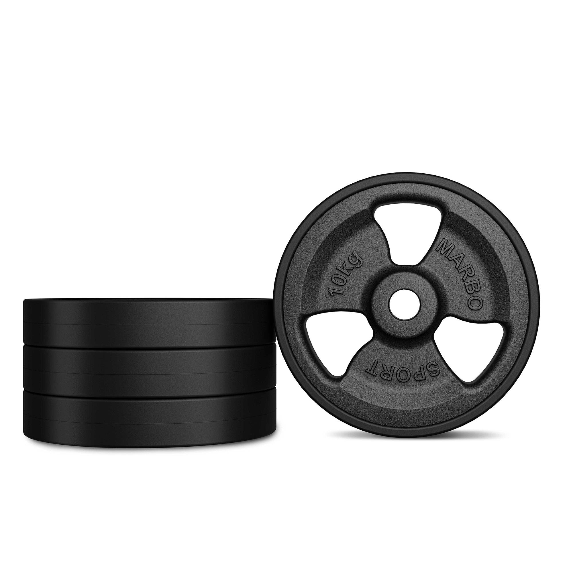 Met rubber beklede halterschijf van gietijzer 10 kg met ø31 mm gat MW-O10G-kier - Marbo Sport