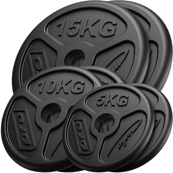 Olympia gegoten halterschijven set gewichten met ø50 / 51 mm boring | Set 60 kg / 2 x 15 kg + 2 x 10 kg + 2 x 5 kg - Marbo Sport