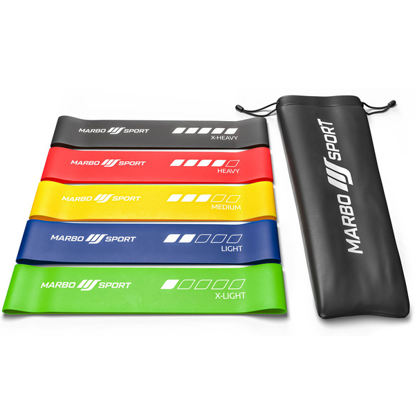 Set van 5 weerstandsbanden 600 x 50 mm - veelkleurig - Marbo Sport
