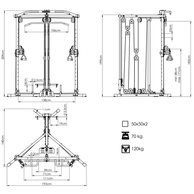 Trainingsstation met vrije gewichten voor boven- en onderlichaam MS-W106 2.0 - Marbo Sport