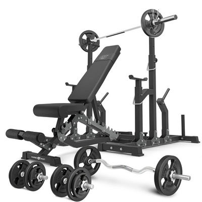 Set MS2_2.0_83KG | dubbelzijdige bank + verstelbare steunen + set handgrepen en gewichten 83 kg - Marbo Sport
