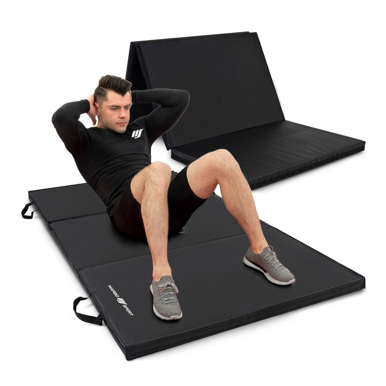 Stabiele vouwmat met klittenband 180 x 90 x 5 cm zwart - Marbo Sport