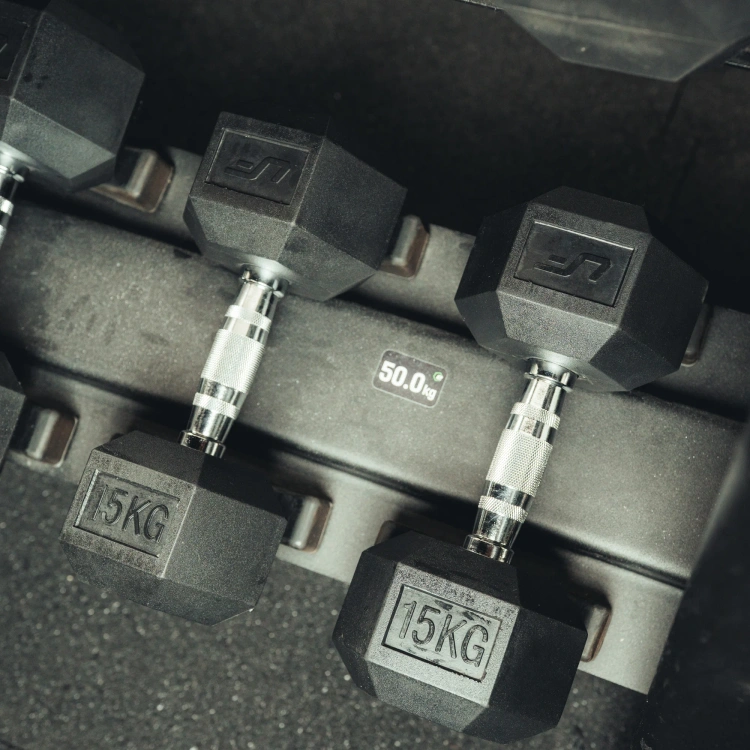 Gietijzeren HEX halter met rubbercoating 15 kg - UpForm