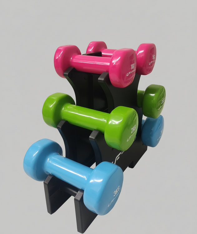 Vinyl fitness halterset 12 kg met standaard – UpForm