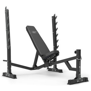 MS41_2.0_113KG | verstelbare bank met rekken en negatieve hoek + bidstang + bankdrukken + pull-up + set handgrepen en 113 kg gewichten - Marbo Sport