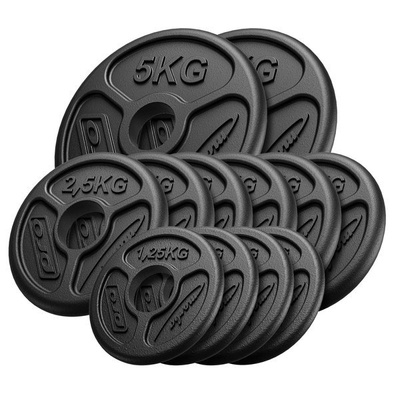 Olympische halterschijven van gietijzer 30 kg / 2 x 5 kg + 6 x 2,5 kg + 4 x 1,25 kg - Marbo Sport