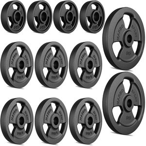 Tri-Grip gegoten halterschijven set gewichten met ø30 / 31 mm boring | Set 29 kg / 2 x 5 kg + 6 x 2,5 kg + 4 x 1 kg - Marbo Sport