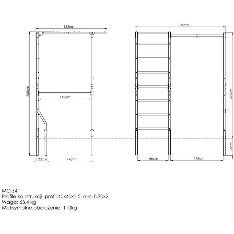 Externe ladder + optrekstang met zakhouder MO-Z4 - Marbo Sport