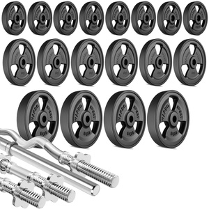 Halterstangen rubberen tri-grip halterschijven set 113 kg - Marbo Sport