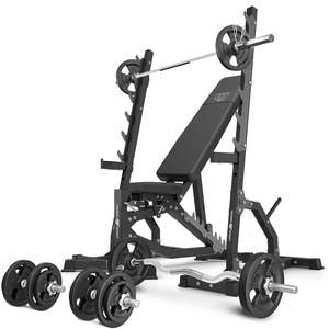 Set MS8_2.0_83KG | Dubbele verstelbare trainingsbank + multilevelsteunen (2 stuks) + set handgrepen en gewichten 83 kg - Marbo Sport