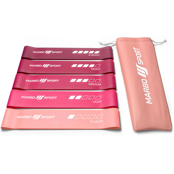 Set van 5 roze weerstandsbanden 600 x 50 mm - Marbo Sport