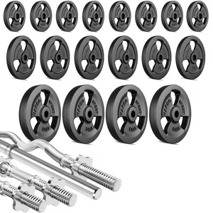 Versterkte halter en halterschijven set 113 kg - Marbo Sport