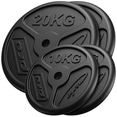 Slanke gegoten halterschijven set gewichten met ø30 / 31 mm boring | Set 60 kg / 2 x 20 kg + 2 x 10 kg - Marbo Sport