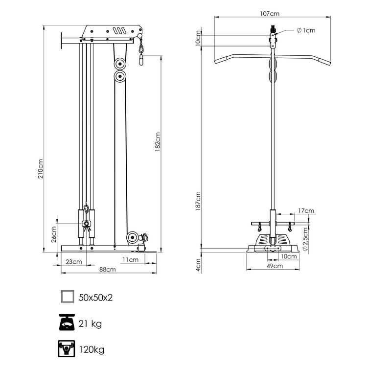 Muurlat Pulldown met Dubbele Geleiders MS-W103 2.0 – Marbo Sport