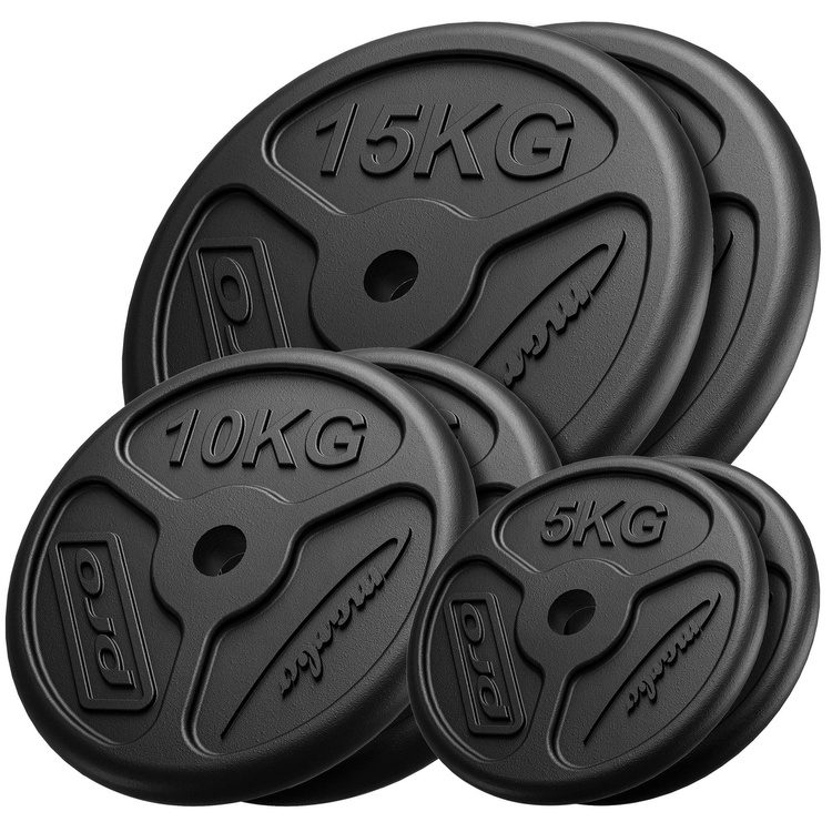 Slanke gegoten halterschijven set gewichten met ø30 / 31 mm boring | Set 60 kg / 2 x 15 kg + 2 x 10 kg + 2 x 5 kg - Marbo Sport