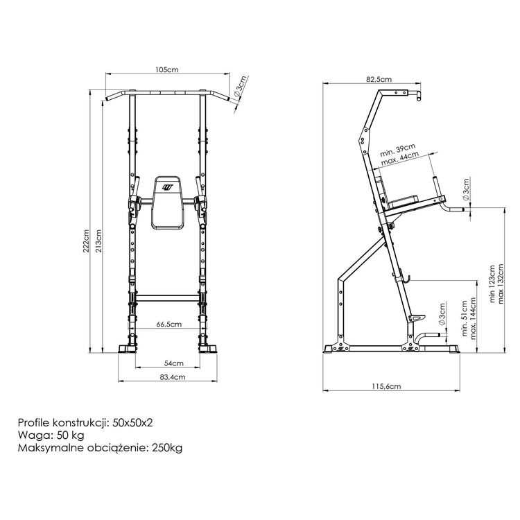 MS-U110 2.0 krachtstation met optrekstang - Marbo Sport