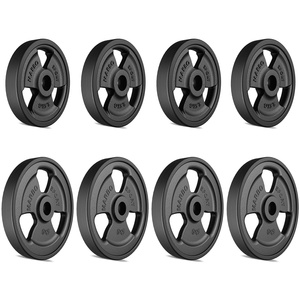 Tri-Grip rubberen gegoten halterschijven set gewichten met ø30 / 31 mm boring | Set 30 kg / 4 x 5 kg + 4 x 2,5 kg - Marbo Sport