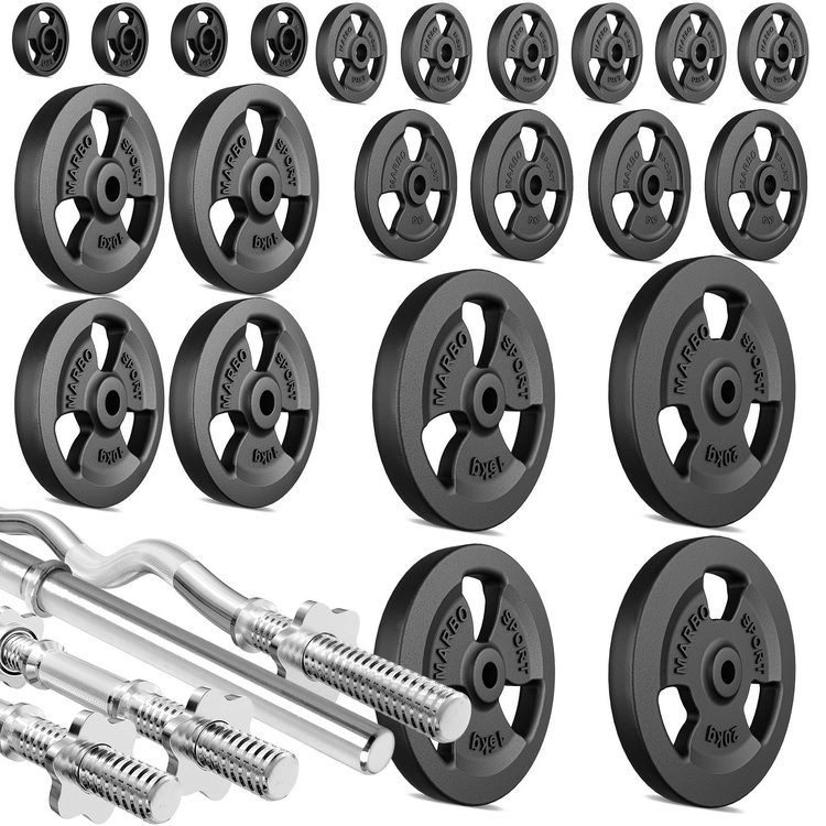 Halterstangen Tri-Grip halterschijven set 172 kg - Marbo Sport