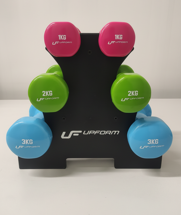 Vinyl fitness halterset 12 kg met standaard – UpForm