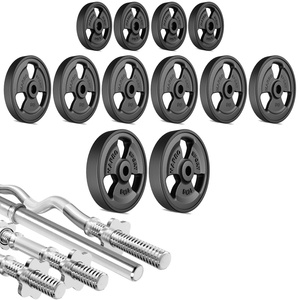 Halterstangen rubberen tri-grip halterschijven set 83 kg - Marbo Sport