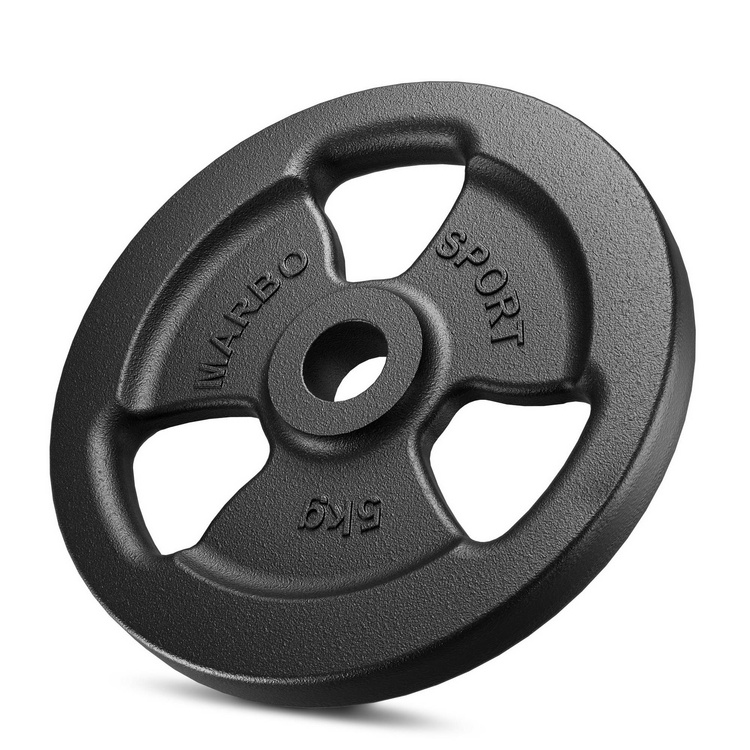 Tri-Grip gegoten halterschijven set gewichten met ø30 / 31 mm boring | Set 29 kg / 2 x 5 kg + 6 x 2,5 kg + 4 x 1 kg - Marbo Sport