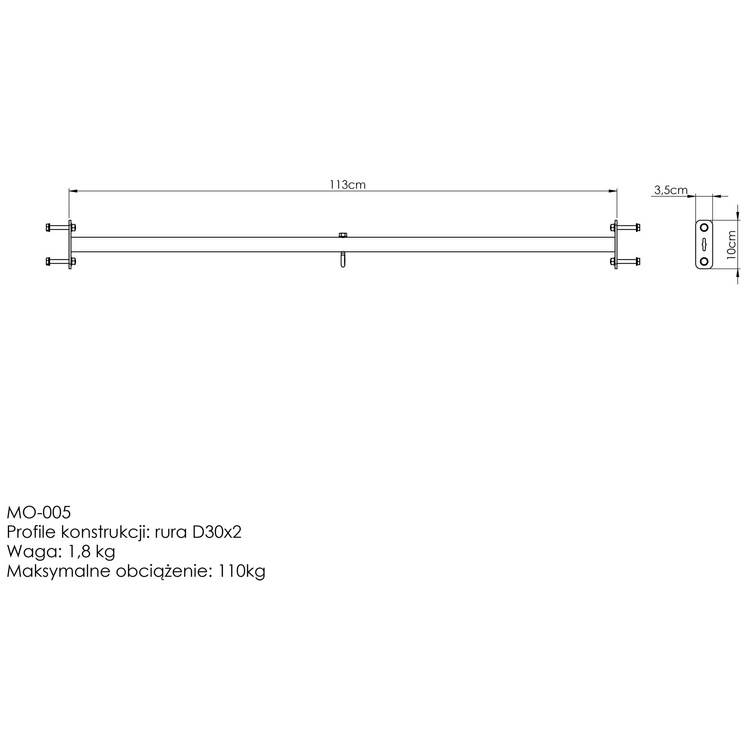 Externe rechte stang met tassenhouder MO-005 - Marbo Sport