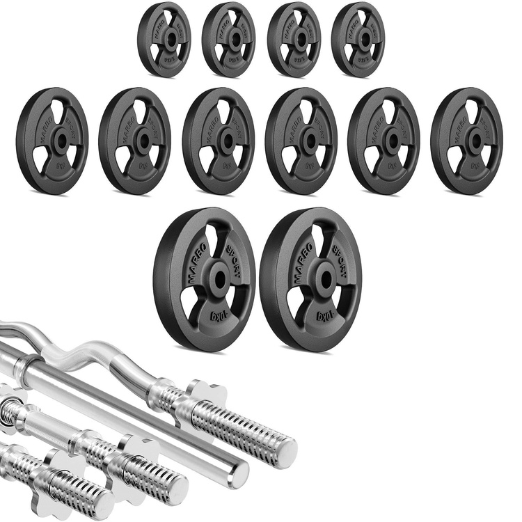 verstevigde halter- en halterschijven set 83 kg - Marbo Sport