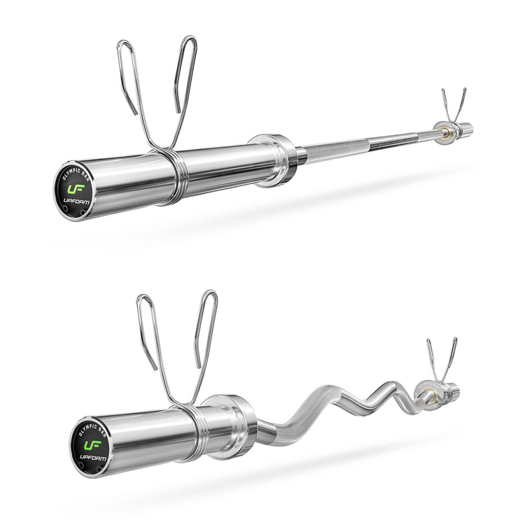 Set 55kg | Olympische halterstang 180 cm + licht gebogen SZ curlstang 120 cm + halterschijven 4x5kg, 2x2.5kg, 4x1.25kg - Marbo Sport