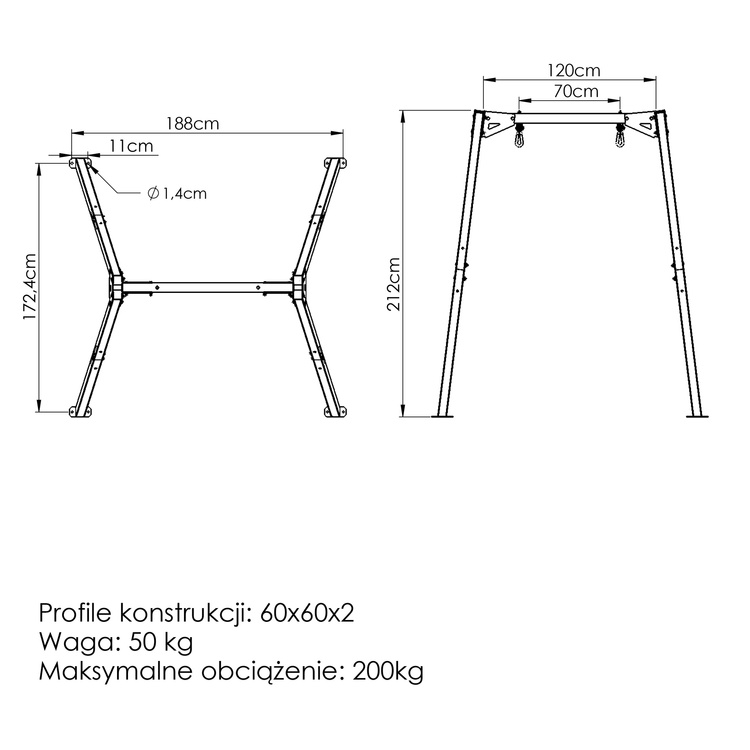 Enkele schommel met opbergruimte (frame) PREMIUM MO-012 - Marbo Sport