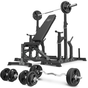 Set MS11_2.0_113KG | dubbelzijdig verstelbare trainingsbank + verstelbare steunen + set handgrepen en gewichten 113 kg - Marbo Sport
