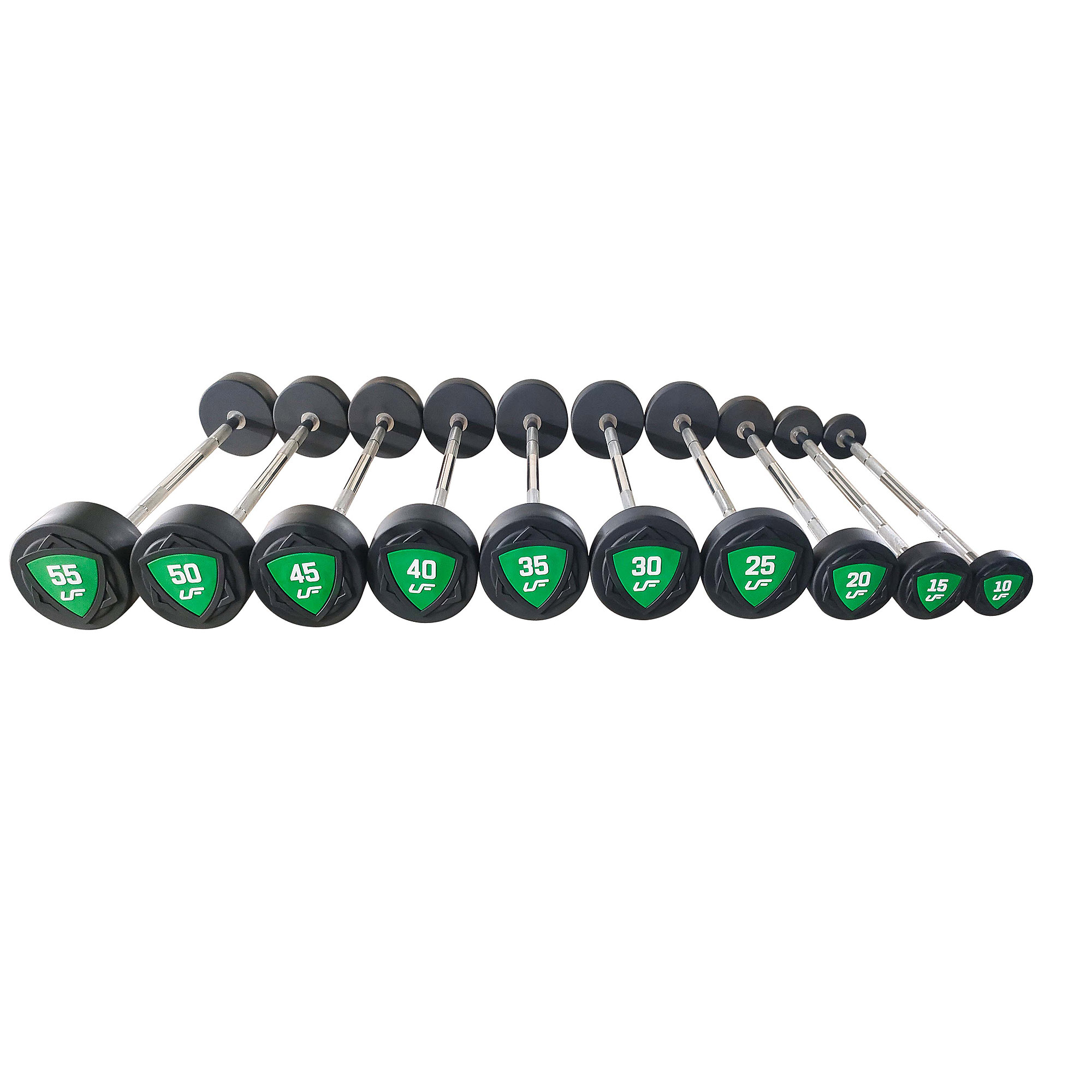 Set rechte polyurethaan halters 10–55 kg – 325 kg
