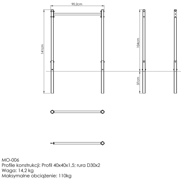 Externe dips leuningen (lang) MO-006 - Marbo Sport