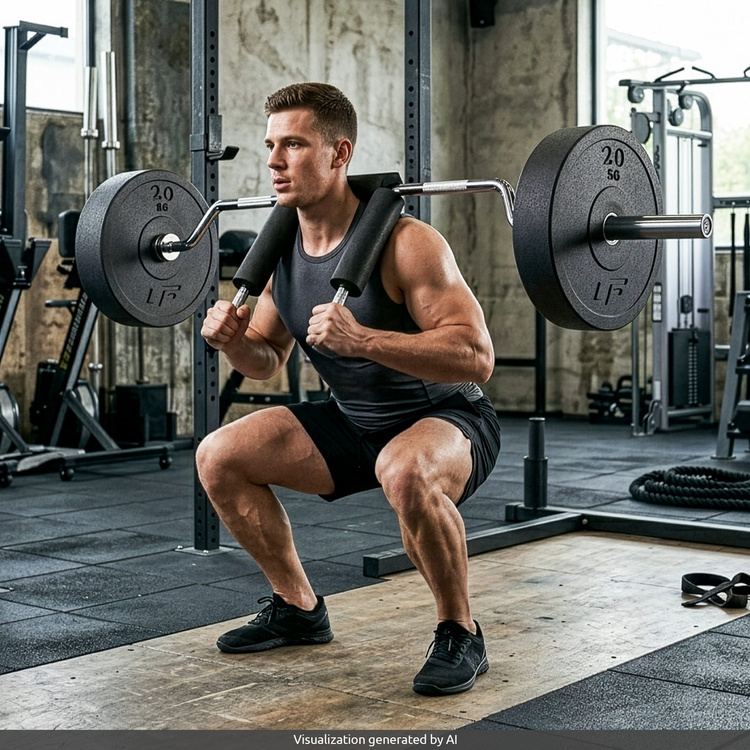 Gebogen olympische stang voor squats - UpForm