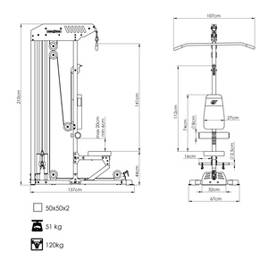 Lat pulldown en lage rij machine MS-W101 2.0 - Marbo Sport