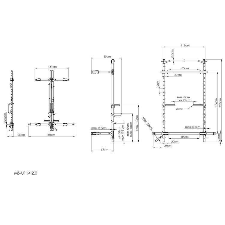 Opvouwbaar Power Rack MS-U114 2.0 - Marbo Sport