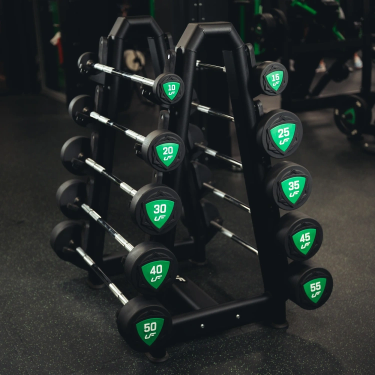 Set rechte polyurethaan halters 10-55 kg (stap van 5 kg) 325 kg – UpForm