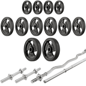 Set MS24_2.0_83KG_G | dubbelzijdige bank + multilevelsteunen (2 stuks) + set handgrepen en rubberen gewichten 83 kg - Marbo Sport