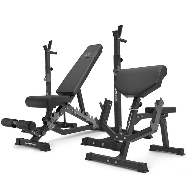 Set MS33_2.0 | Dubbelzijdige bank + multilevel halterstatieven (2 stuks) met ondersteuning + Scott's bank (bidstang) met verstelbare steun - Marbo Sport