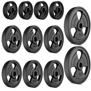 Tri-Grip rubberen gegoten halterschijven set gewichten met ø30 / 31 mm boring | Set 29 kg / 2 x 5 kg + 6 x 2,5 kg + 4 x 1 kg - Marbo Sport