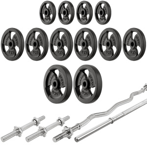 Set MS30_2.0_83KG | Dubbele verstelbare trainingsbank + multilevel halterstatieven (2 stuks) met ondersteuning + set handgrepen en gewichten 83 kg - Marbo Sport