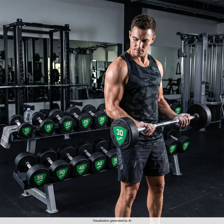 Set rechte polyurethaan halters 10-55 kg (stap van 5 kg) 325 kg – UpForm
