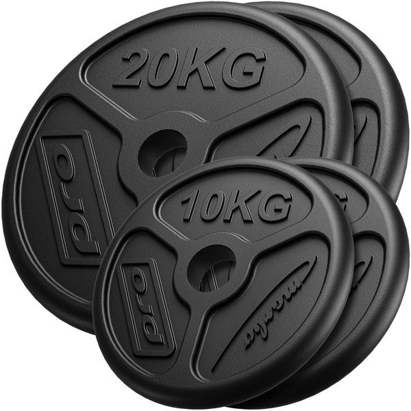 Olympia gegoten halterschijven set gewichten met ø50 / 51 mm boring | Set Set 60 kg / 2 x 20 kg + 2 x 10 kg - Marbo Sport