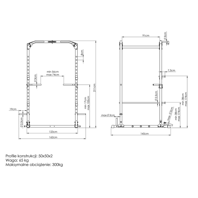 Multifunctionele trainingskooi Power Rack MS-U112 2.0 - Marbo Sport