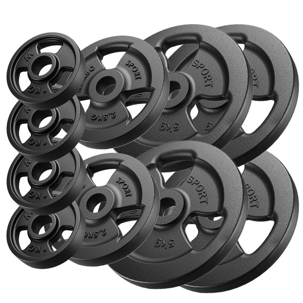Tri-grip halterschijven van gietijzer set 29 kg / 4 x 5 kg + 2 x 2,5 kg + 4 x 1 kg - Marbo Sport