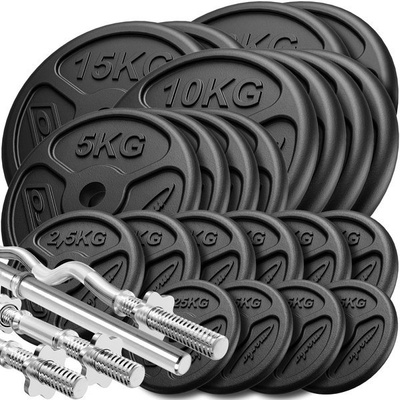 Versterkte halter en halterschijven set 173 kg - Marbo Sport