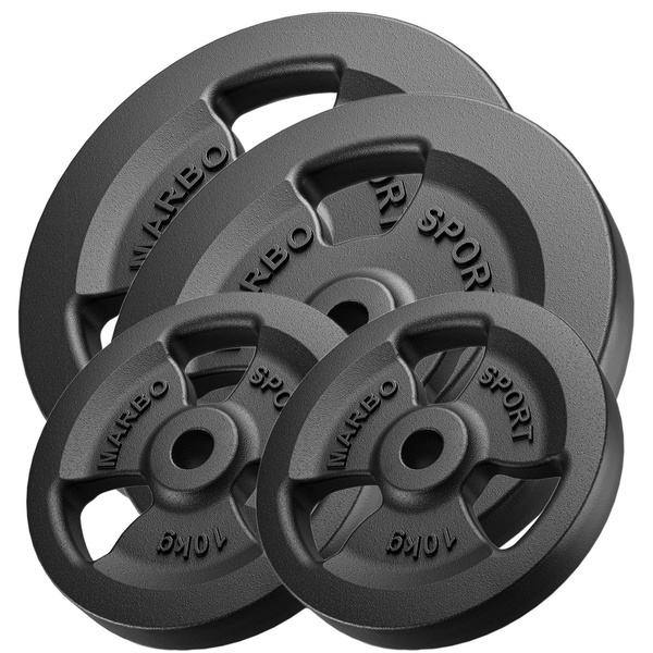 Tri-Grip gegoten halterschijven set gewichten met ø30 / 31 mm boring | Set 30 kg / 4 x 5 kg + 4 x 2,5 kg - Marbo Sport