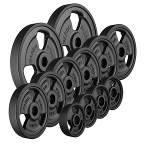 Tri-Grip rubberen gegoten halterschijven set gewichten met ø30 / 31 mm boring | Set 29 kg / 2 x 5 kg + 6 x 2,5 kg + 4 x 1 kg - Marbo Sport